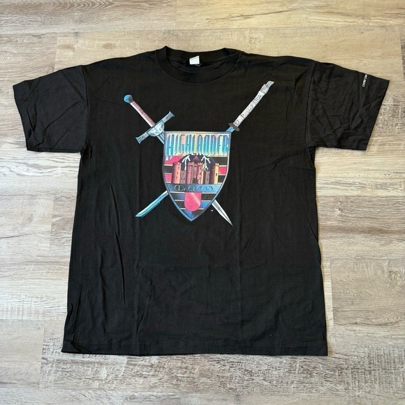 Reclaimed Vintage Other - Vintage Highlander 90s t shirt black blue mens XL single stitch